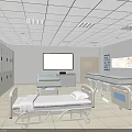 Hospital Ward Interior With Multiple Beds Lockers Large Screen And Posters