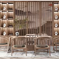 New Chinese Dining Table and Chair Combination 3d model