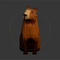 Low Poly Orange Guinea Pig Standing On Dark Background With Shiny Reflection 3d model
