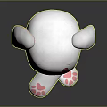 Cute White Rabbit Shaped Daily Life Product With Long Ears Pink Eyes And Paw Patterns