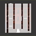 Multi Story Brick Building Model With Red Facade Gray Walls And Windows