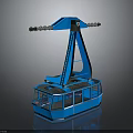 Blue Aerial Cable Car 3D Model with Modern Support Structure and Windows 3d model