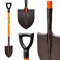 Durable Hardware Tools Shovels with Ergonomic Orange Black Handles and Metal Blades