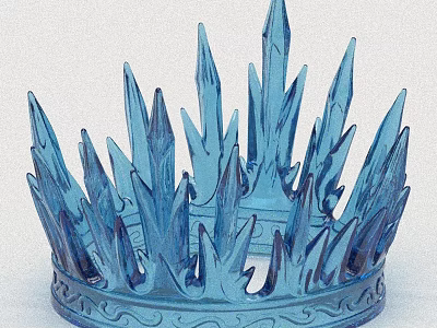 Blue Glass Crown Decorative Ornament Set With Spiked Design And Intricate Base 3d model