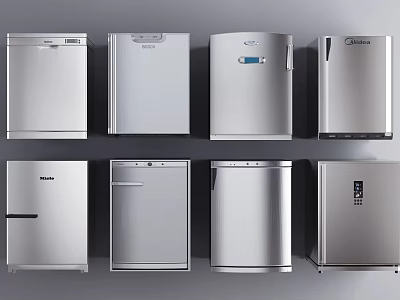 Modern Stainless Steel Refrigerators And Freezers With Various Designs For Home Appliances 3d model