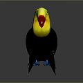 Toucan Isolated On Gray Background With Red Green Yellow Beak Blue Feet And Black Body