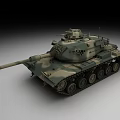 Military Tank With Camouflage Paint Turret Long Gun Barrel And Tracks
