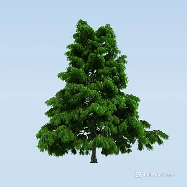 Tall Arbor With Lush Green Foliage And Dense Branches Against Blue Sky 3d model 