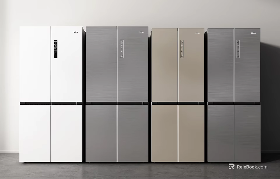 Modern Design Refrigerators with Multiple Color Options Side by Side 3d model 
