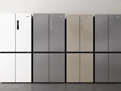 Modern Design Refrigerators with Multiple Color Options Side by Side 3d model