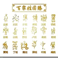 Traditional Chinese Surnames Totems With Golden Artistic Characters And Designs