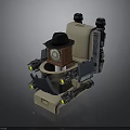 Mechanical Toilet Robot Structure Featuring Black Hat Clock Mechanical Arms And Lights