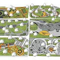 Park Landscape Design Featuring Circular Plazas Curved Paths And Lush Green Areas