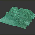 Scenic 3D Landscape Model Featuring Green Mountain Ranges Flowing River And Lush Vegetation