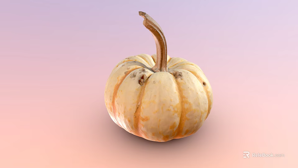 Fresh Ripe Pumpkin With Round Shape And Orange Yellow Skin As Healthy Food Ingredient 3d model 