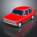 Red Classic Car With Shiny Exterior And Reflective Surface On Dark Background