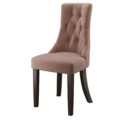 Beige Single Seater Sofa With Tufted Backrest And Dark Wooden Legs 3d model