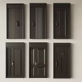 Dark Interior Doors With Various Panel Designs And Handle Styles For Home 3d model