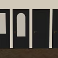 Black Hinged Doors with Glass Panels and Golden Handles for Modern Interior