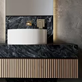Modern Bathroom Vanity With Double Sinks Large Mirrors And Marble Countertop