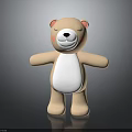 Cartoon Bear Toy With Light Brown White Belly Closed Eyes Blush Cheeks And Outstretched Arms