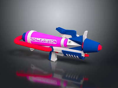 Colorful Toy Weapon Featuring Shark Logo Pink Blue Red Rocket Launcher Design For Kids Play 3d model
