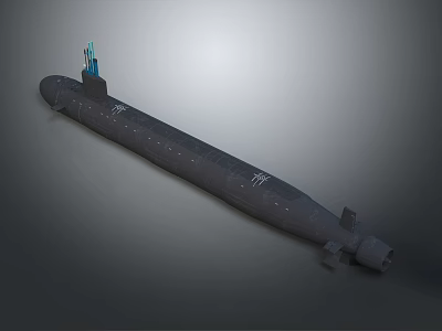 Modern Gray Military Submarine With Long Hull And Antenna Structures 3d model