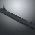 Modern Gray Military Submarine With Long Hull And Antenna Structures