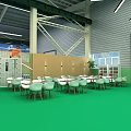 Modern Sports Stadium Exterior With Streamlined Colorful Stripes Sports Silhouettes And Gray Open Ground