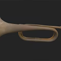 Antique Brass Sculpted Trumpet with Intricate Carved Details and Aged Patina