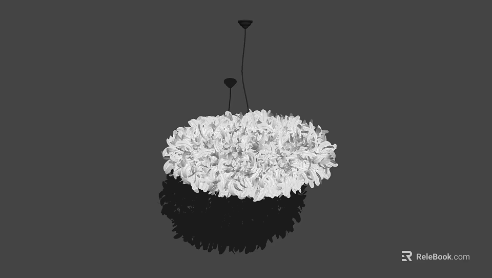 Elegant White Flower Shaped Modern Chandelier With Black Pendant And Reflection 3d model 