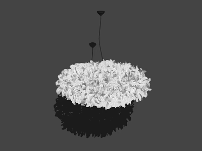 Elegant White Flower Shaped Modern Chandelier With Black Pendant And Reflection 3d model