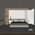 Modern Bedroom Interior Design With Light Gray Bed White Wardrobe And Large Window