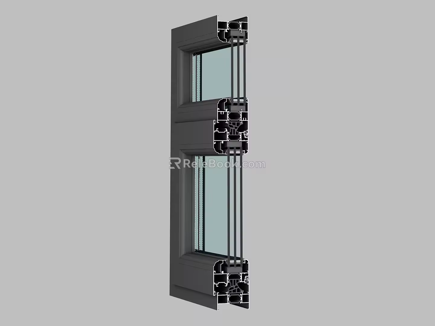 Modern window group corner 3d model