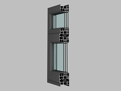 Modern window group corner 3d model