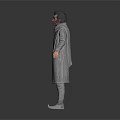 Man In Gray Robe With Cloak And Knitted Details Standing With Arms Outstretched