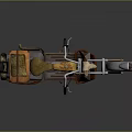 Vintage Motorcycle with Brown Luggage on Back Seat Brown Seat Metallic Finish and Orange Accents