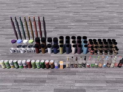 Colorful Cups In Various Types And Materials Neatly Displayed For Home Decor 3d model