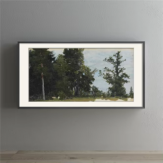 European-style landscape painting green living room landscape natural light decorative painting 3d model