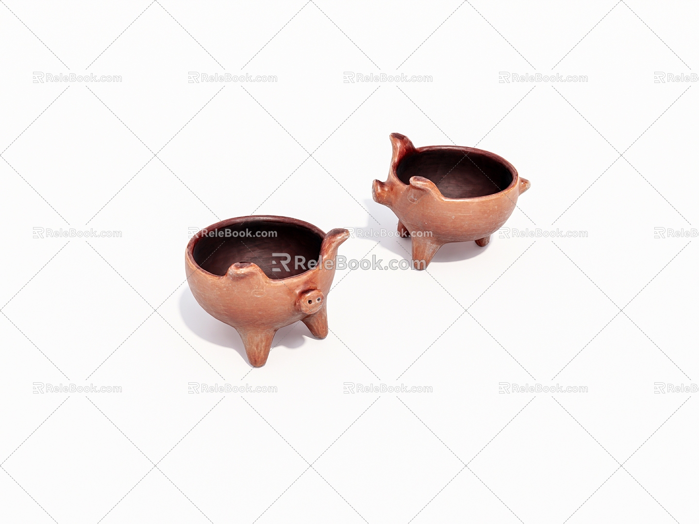 Animal Piglet Modeling Ceramic Bowl 3d model