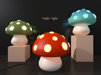 Cartoon table lamp mushroom night light 3d model