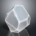 Transparent Crystal Like Geometric Polyhedron With Smooth Facets And Reflective Base