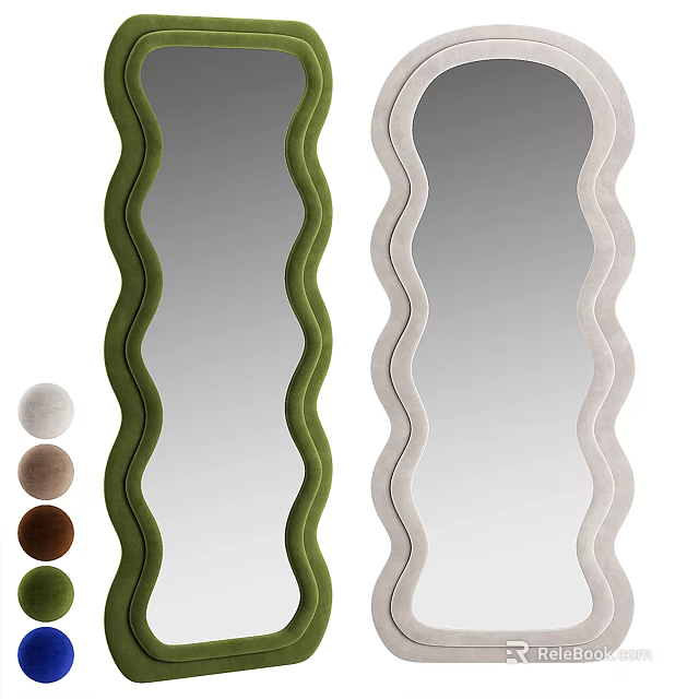 Modern Wavy Frame Mirrors With Multiple Color Options For Home Decor 3d model 