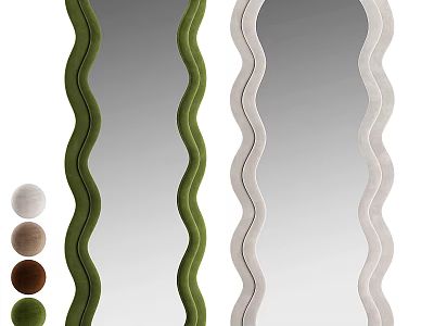 Modern Wavy Frame Mirrors With Multiple Color Options For Home Decor 3d model