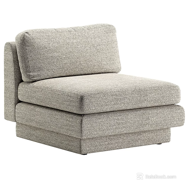Modern Grey Single Sofa With Linen Fabric Comfortable Compact Design for Living Room 3d model 
