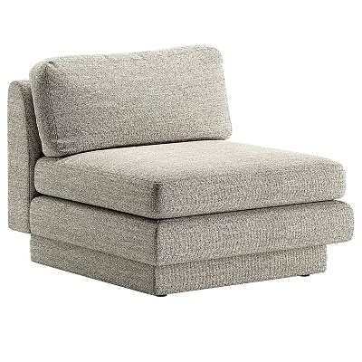 Modern Grey Single Sofa With Linen Fabric Comfortable Compact Design for Living Room 3d model