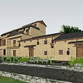 Traditional Rural Self Built House With Tiled Roof Stone Path And Mountain View