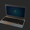 Open Acer Laptop with Windows 7 Display Black Keyboard and Gray Base 3d model
