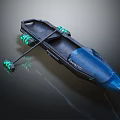 Futuristic Black Tech Device With Blue Transparent Front And Green Glowing Parts