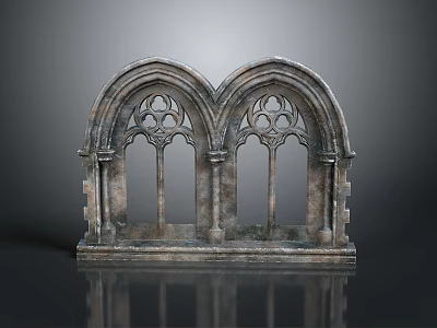 Gothic Stone Parent Child Doors with Intricate Carvings Classic Architectural Element 3d model